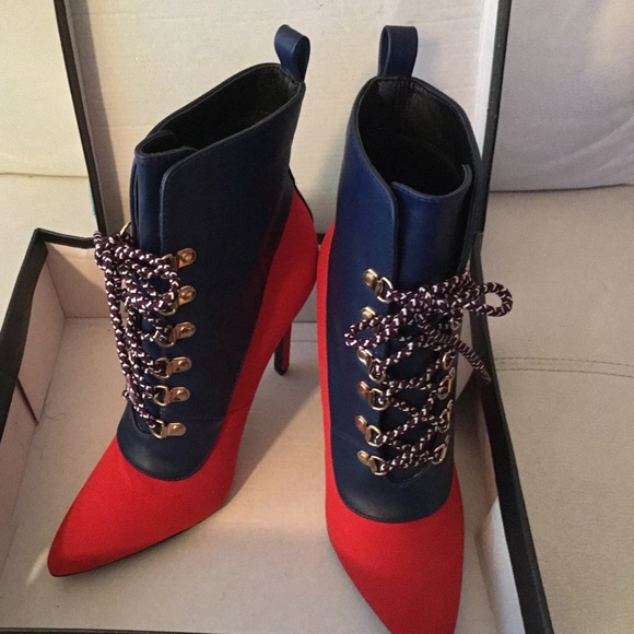 Kylie Military Lace Up Colorblock Ankle Booties - Picture 7 of 7